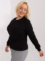 Hurt Czarna damska bluzka plus size z długim rękawem