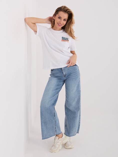 Biały bawełniany t-shirt z napisami SUBLEVEL