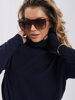 Granatowy damski sweter basic z golfem