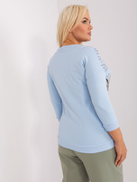 Hurt Light Blue Women's Plus Size Blouse with Print