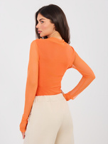 Pomarańczowa siateczkowa bluzka z drapowaniem