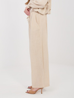 Beżowe letnie spodnie z kieszeniami 