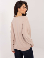 Beżowa casualowa bluzka z długim rękawem