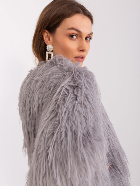 Hurt Jasnoszara kurtka przejściowa z eko futerka