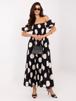 Czarna maxi sukienka w duże grochy