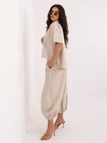 Beżowe sztruksowe spodnie bez zapięcia