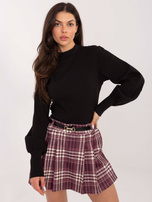 Burgundowe rozkloszowane spódnico-szorty