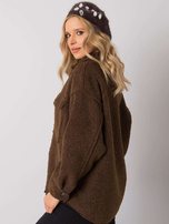 Brązowy beret damski z aplikacją