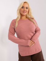 Hurt Brudnoróżowy sweter plus size ze ściągaczami