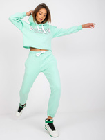 Minzfarbener Hoodie-Set mit hohem Bund Laraina.