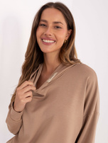 Beżowa damska bluza oversize z kapturem