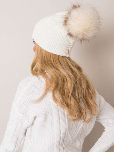 Ecru czapka beanie z pomponem RUE PARIS