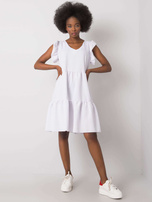 Biała sukienka w groszki Aubriella RUE PARIS