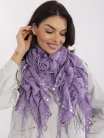 Liliowa damska chusta z marszczeniem