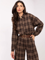 Brązowe flanelowe spodnie w kratę