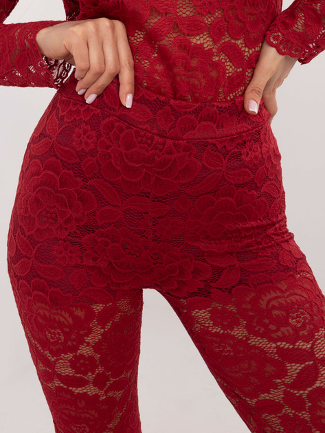 Hurt Czerwone koronkowe spodnie dzwony od kompletu