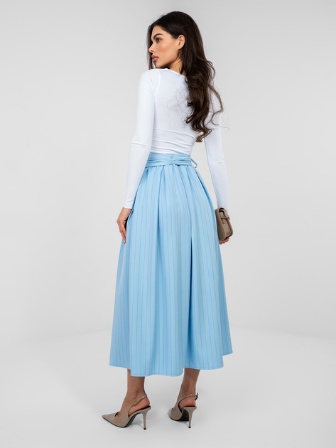 Pastelowa niebieska midi spódnica w paski