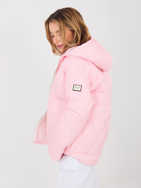 Pastelowa różowa przejściowa kurtka z kapturem