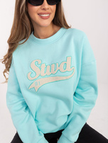 Miętowa ocieplana bluza bez kaptura RUE PARIS 