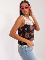 Hurt Czarno-różowy top z ozdobnym wykończeniem