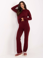 Bordowy casualowy komplet z dzianiny