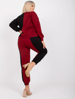 Bordowo-czarny komplet dresowy plus size z bawełny Amishi