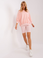 Hurt Jasnoróżowy melanżowy komplet trzyczęściowy z luźną bluzą