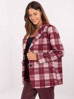 Bordowa marynarka w kratę z podszewką RUE PARIS