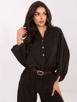 Czekoladowa koszulowa bluzka z sztruksu 