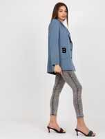 Hurtownia Ciemnoniebieska marynarka damska z naszywkami