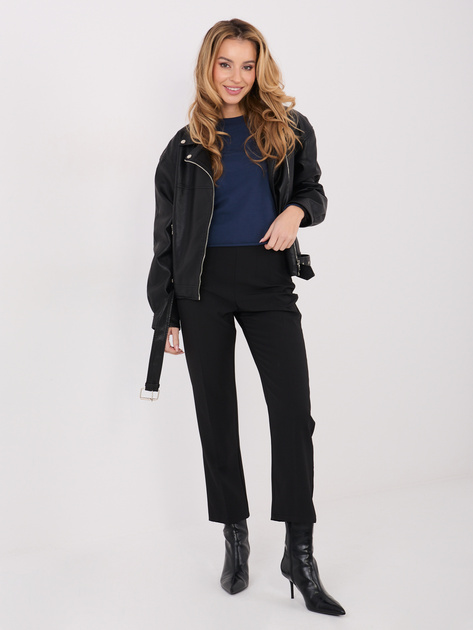 Granatowa bluzka basic z okrągłym dekoltem