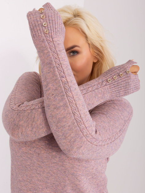 Hurt Jasnoróżowy sweter plus size ze ściągaczami