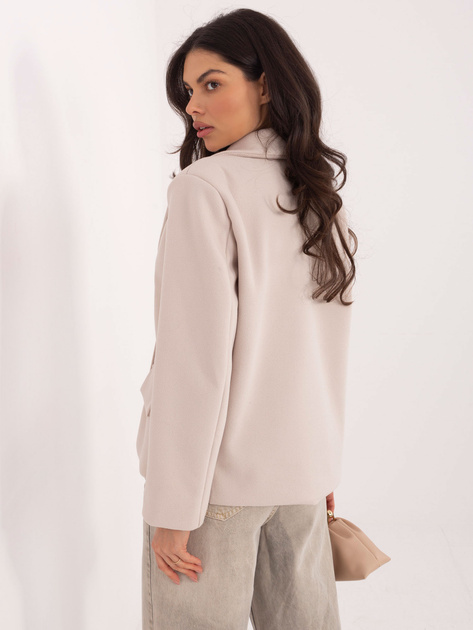 Jasnobeżowy krótki płaszcz dwurzędowy RUE PARIS