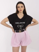 Czarny bawełniany t-shirt z dekoltem V