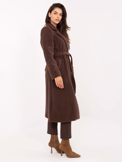 Brązowy klasyczny płaszcz z paskiem