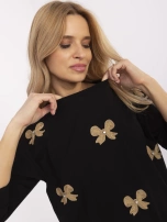 Czarna casualowa bluzka damska z rękawem 3/4