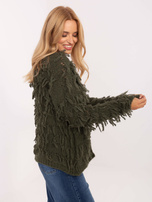 Khaki damski kardigan z frędzlami RUE PARIS