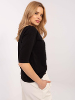 Hurtownia Czarna damska bluzka z nadrukiem