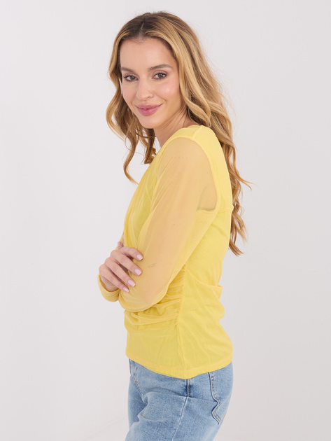 Żółta siateczkowa bluzka z podszewką