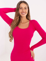 Fuksjowa sukienka bodycon w prążek RUE PARIS