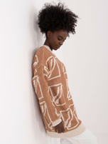 Hurt Camelowy sweter oversize z printami