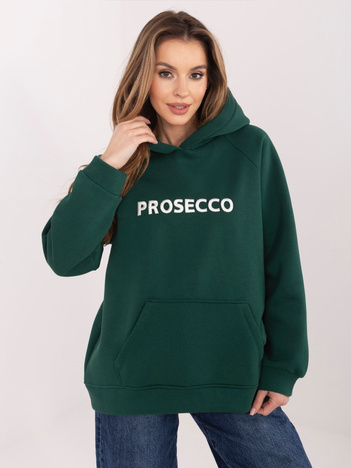 Ciemnozielona bluza oversize z napisem prosecco RUE PARIS 