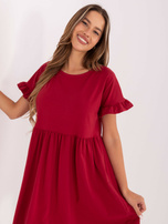 Bordowa rozkloszowana sukienka basic RUE PARIS 