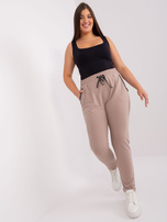 Hurt Beżowe spodnie dresowe plus size z prostymi nogawkami