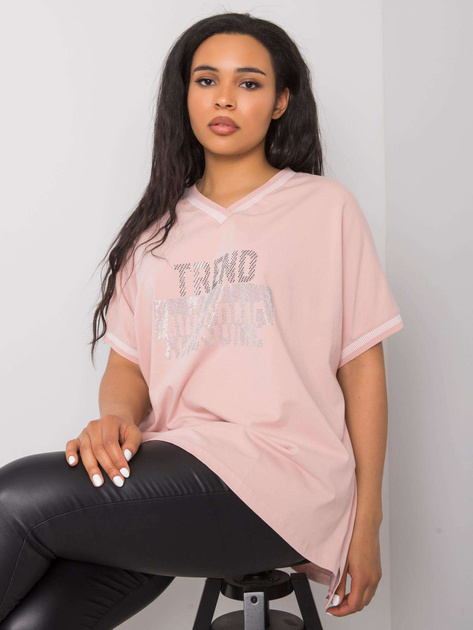 Brudnoróżowa bluzka plus size z aplikacją Billi