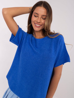 Hurt Kobaltowy damski sweter w jednolitym kolorze