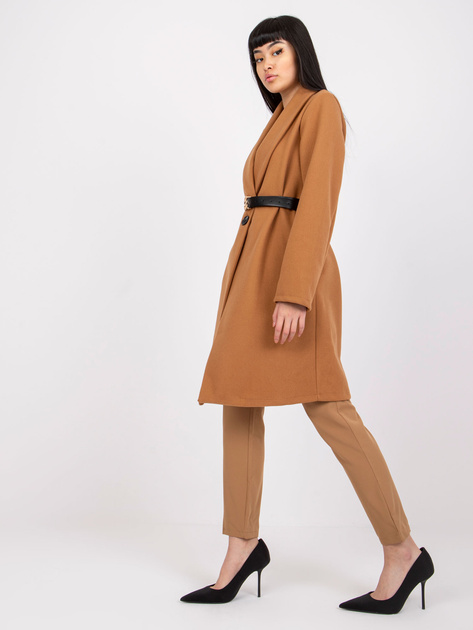 Camelowy płaszcz z paskiem Luna