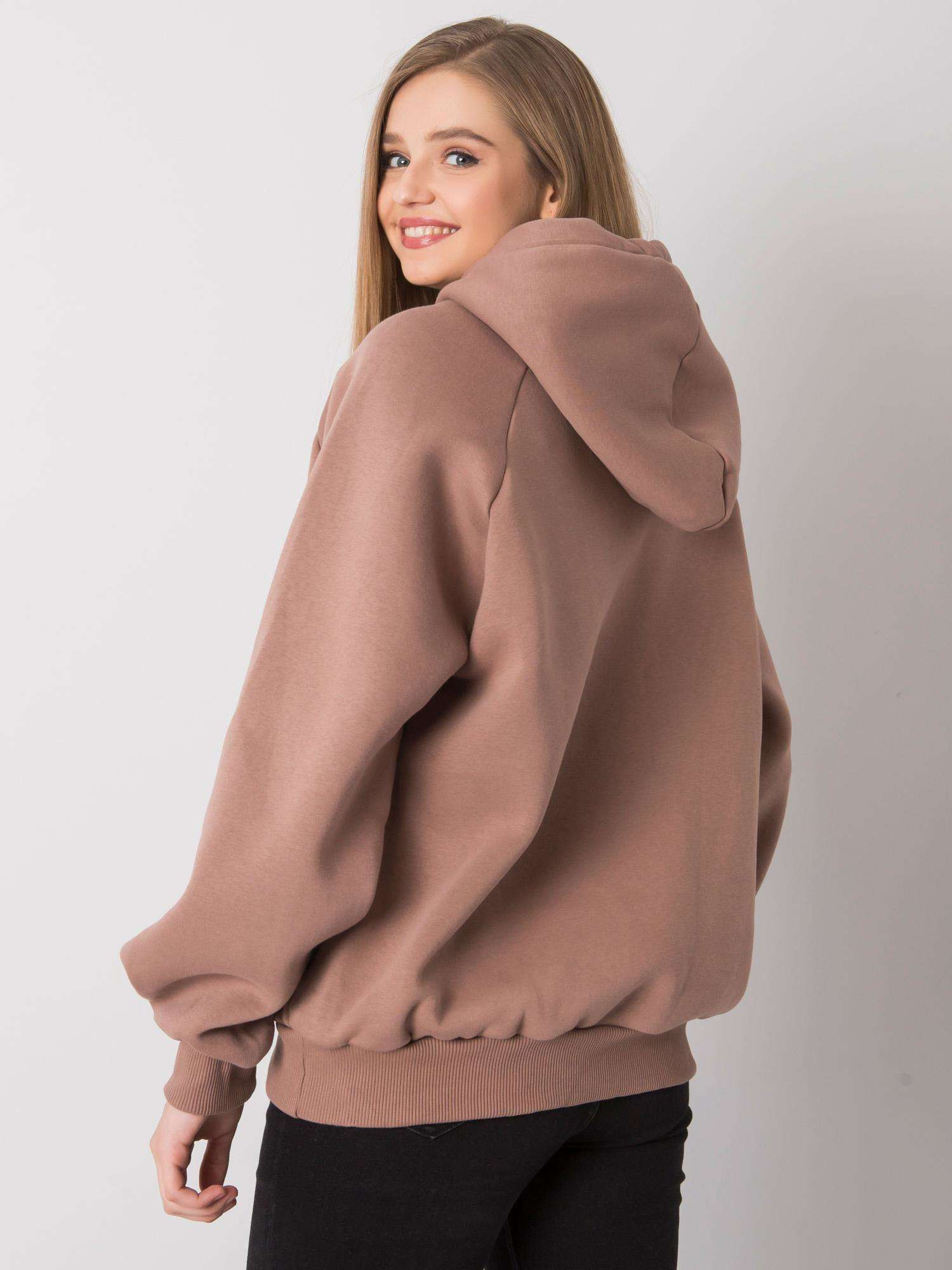 Svetlohnedá zateplená oversize mikina s kapucňou Alice.