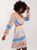 Hurt Jasnobeżowa plisowana sukienka z printem