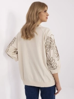 Jasnobeżowa damska bluza kangurka z haftem